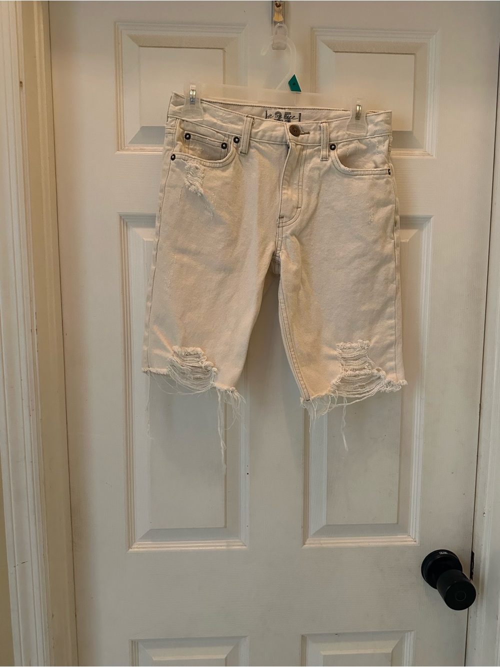 Women’s
Distressed Off-White Denim Shorts